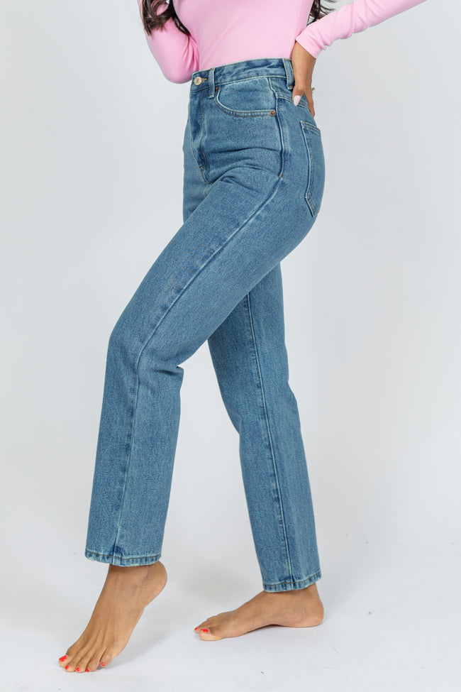 Megan Medium Wash Straight Leg Mom Jeans