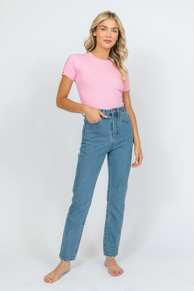 Megan Medium Wash Straight Leg Tall Mom Jeans FINAL SALE Pink Lily