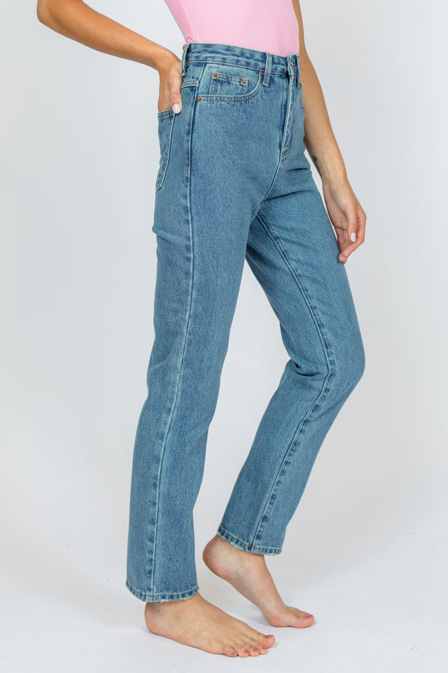 Megan Medium Wash Straight Leg Mom Jeans