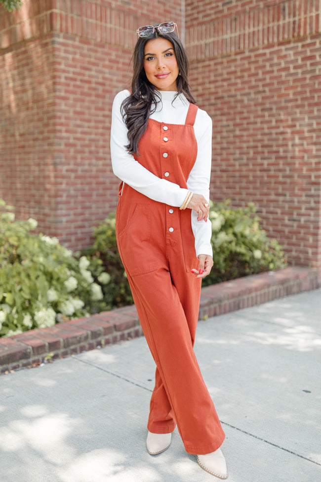 Can t Replace You Rust Button Front Wide Leg Overalls FINAL SALE