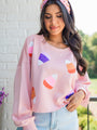 Sweet Treats Pink Multi Candy Corn Sequin Patch Sweatshirt