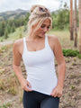 Miles Ahead White Square Neck Bra Tank Top