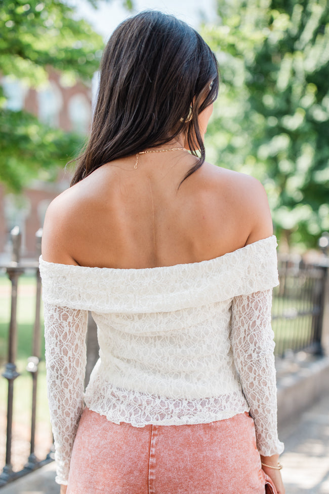 Fresh Starts Cream Off The Shoulder Lace Blouse