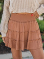 Through The Garden Camel Solid Mini Skort