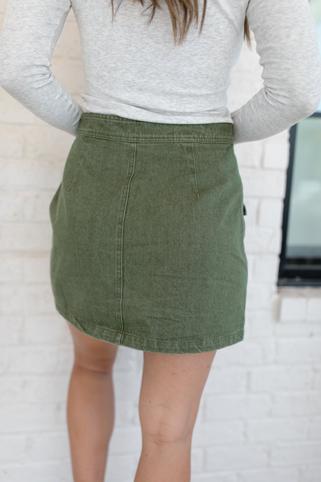 Worn In Love Olive Cargo Denim Mini Skort