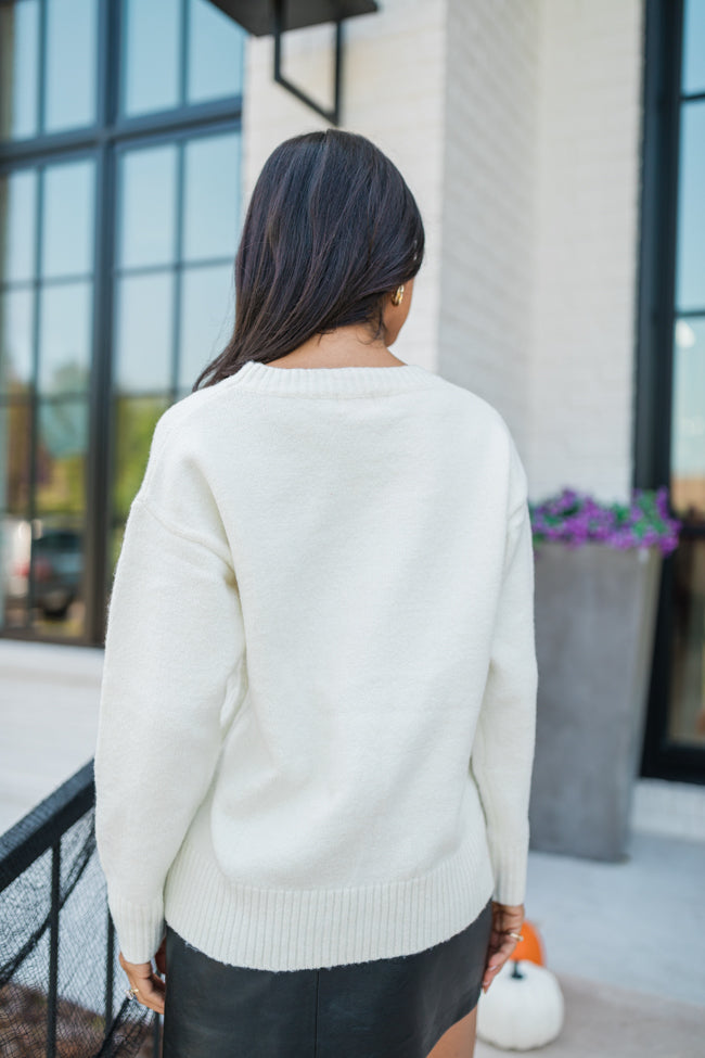 Come Fly With Me Ivory and Black Sequin Bat Sweater Macy Blackwell X Pink Lily