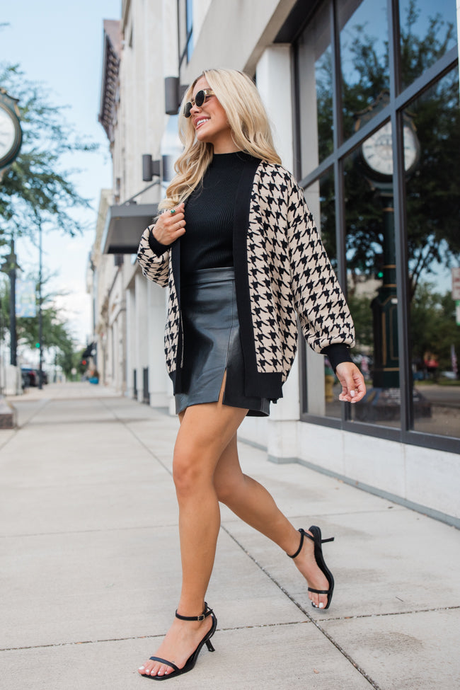 Trying Your Best Tan Houndstooth Cardigan