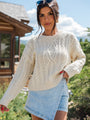 Fall Sentiments Cream Cable Knit Crew Neck Sweater