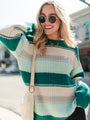 Everything Nice Emerald Multi Striped Crew Neck Sweater