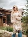 Come And Go Cream and Tan Striped Long Cardigan