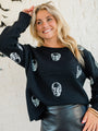 One Cool Ghoul Black Skull Print Sweater