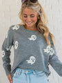 One Cool Ghoul Grey Ghost Print Sweater