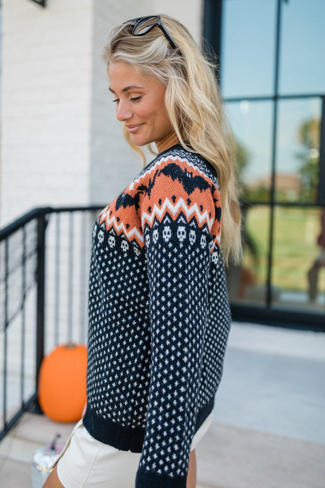 Haunting Halloween Black Fair Isle Sweater Macy Blackwell X Pink Lily