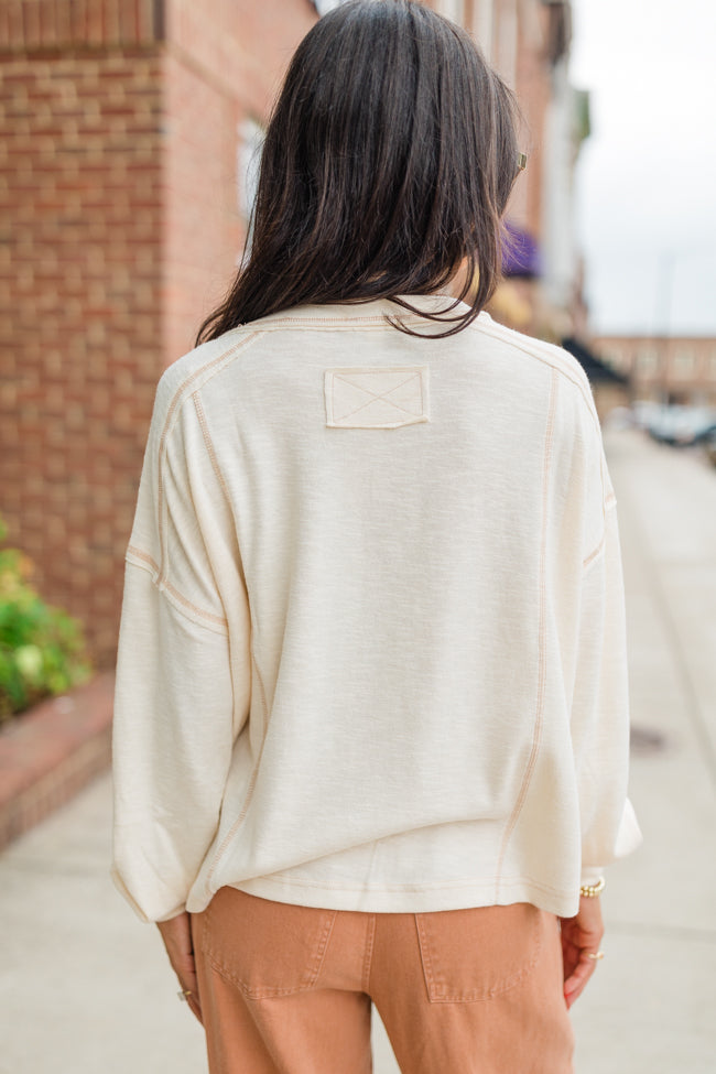 Like Me Again Cream Contrast Stitch Henley