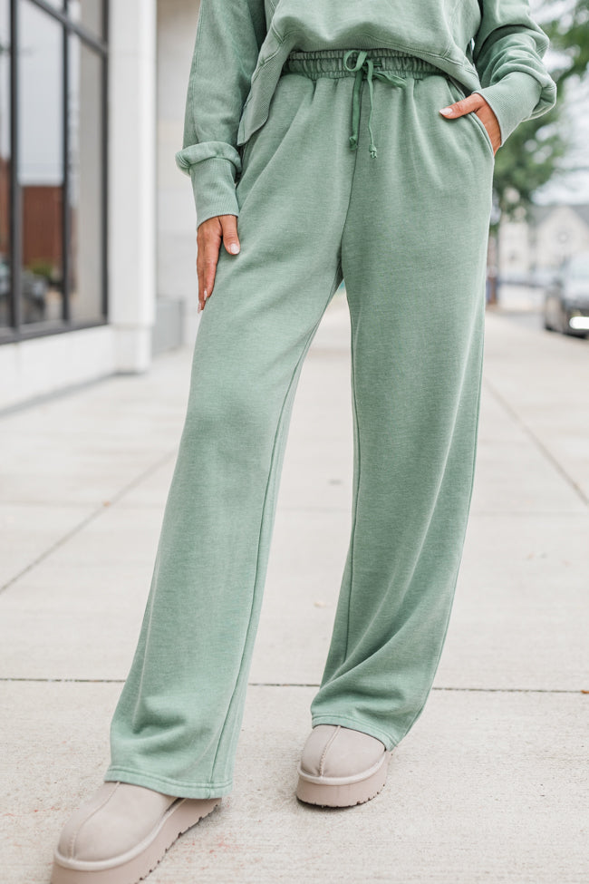 Learn As You Go Olive Acid Washed Lounge Pants