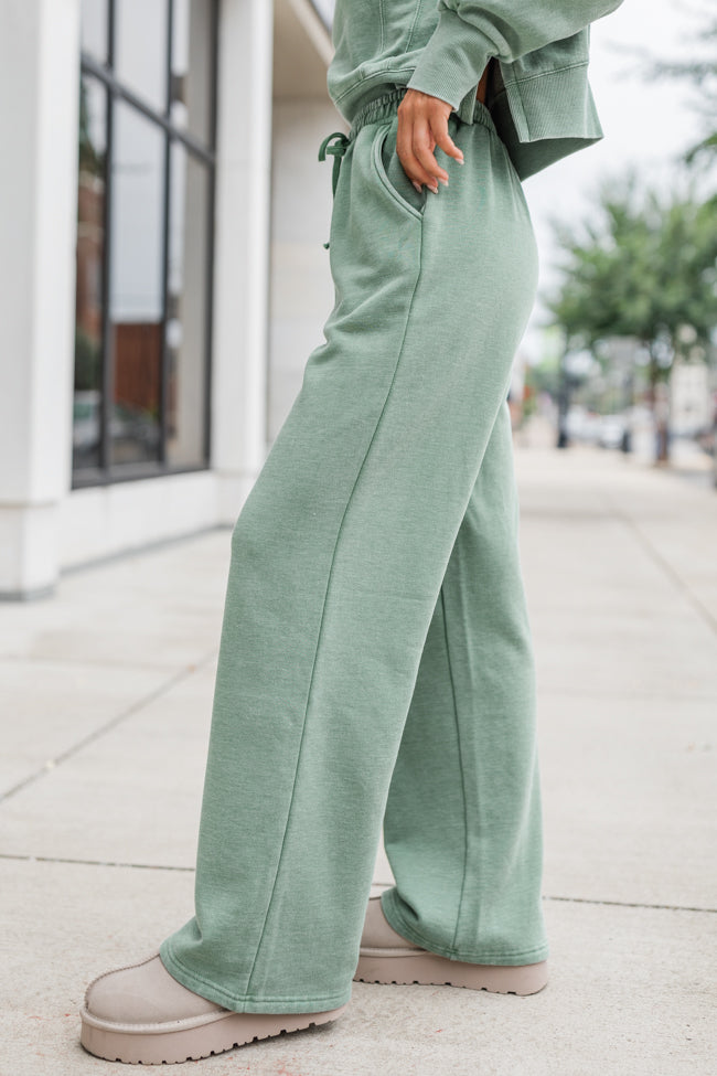 Learn As You Go Olive Acid Washed Lounge Pants