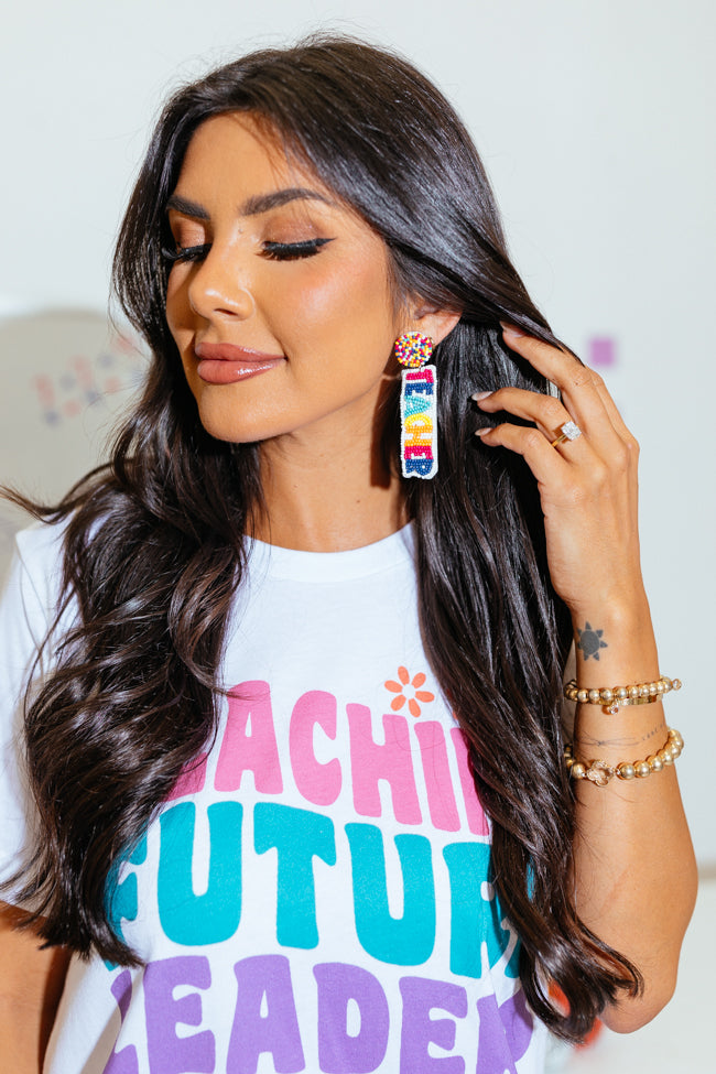 Queen Of The Classroom Teacher Beaded Earrings