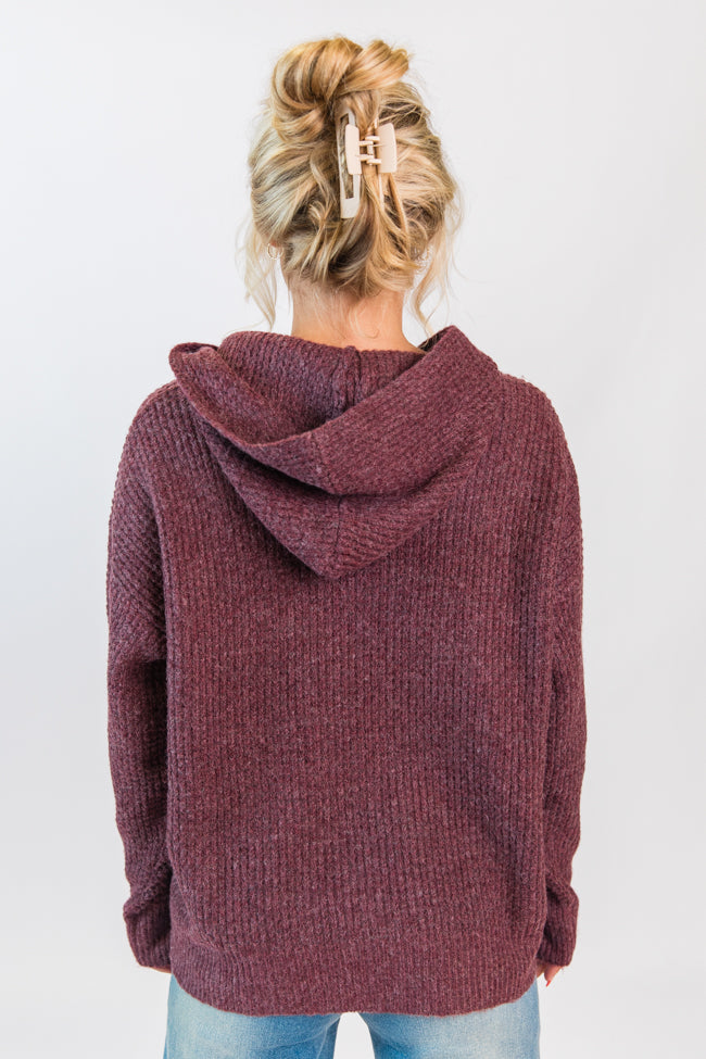 Susan Wine Oversized Waffle Hooded Sweater Emily Fauver X Pink Lily