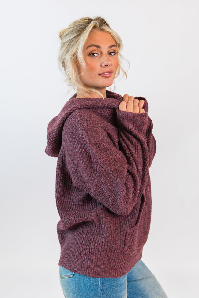 Susan Wine Oversized Waffle Hooded Sweater Emily Fauver X Pink Lily