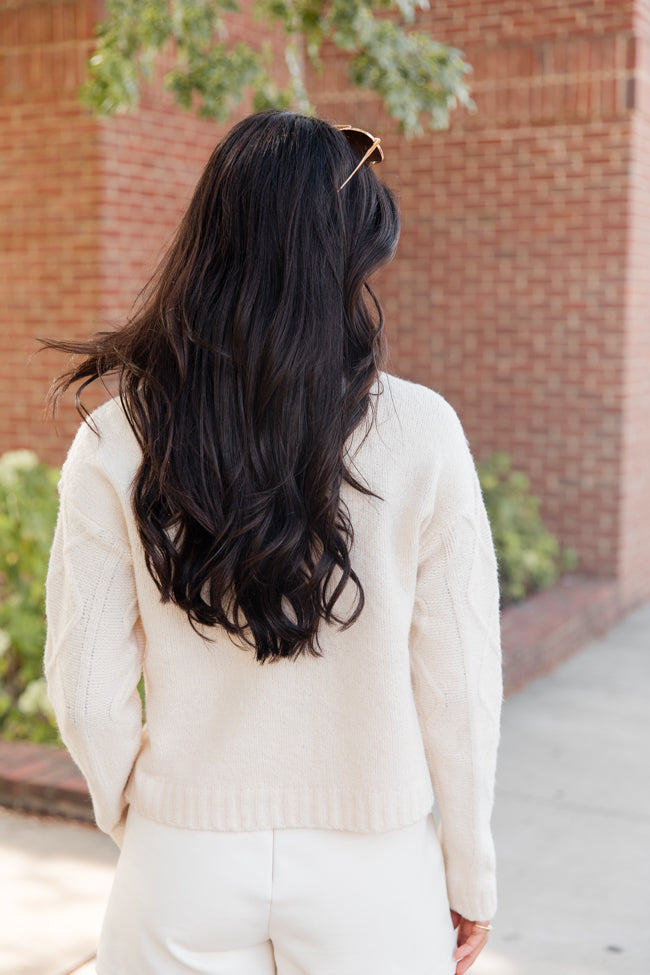 Tied To You Ivory Lace Up Sweater