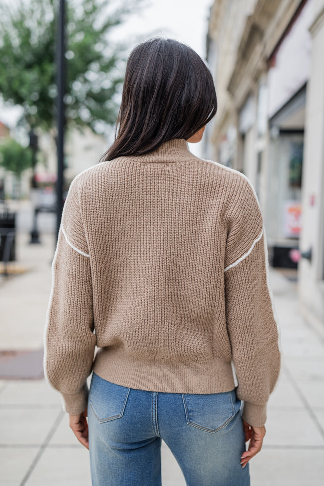 Heading To Town Ivory and Taupe Two Tone Mock Neck Sweater