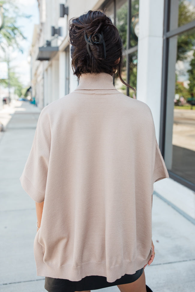 In The Mix Tan Sweater Poncho