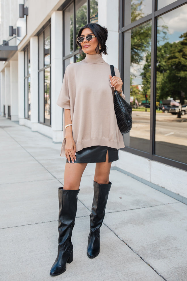 In The Mix Tan Sweater Poncho