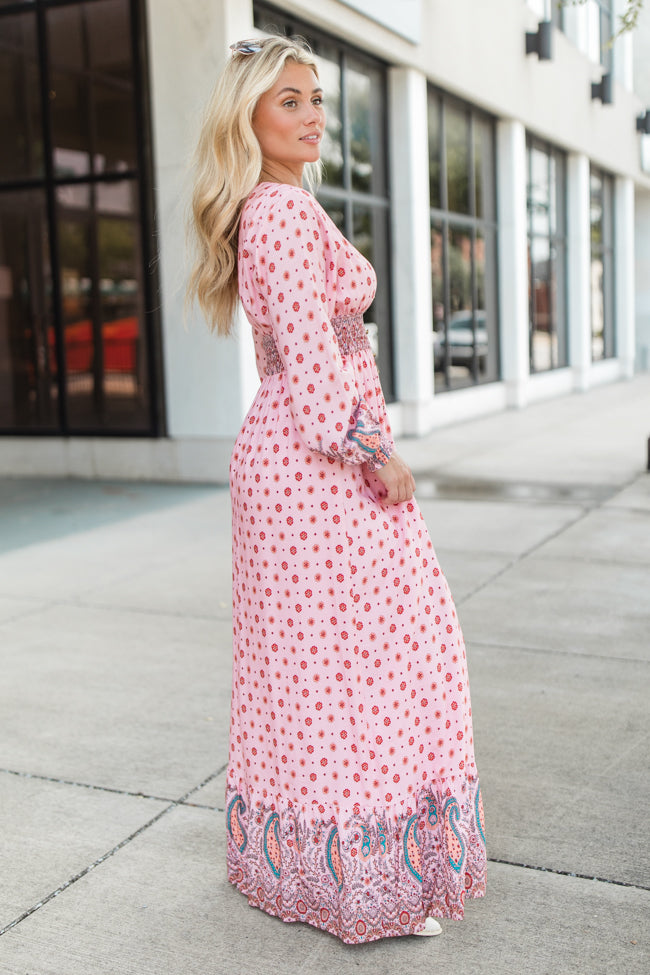 Like You Said Pink Multi Border Print Maxi Dress FINAL SALE