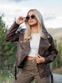 Vagabond Adventures Chocolate Brown Faux Leather Moto Jacket