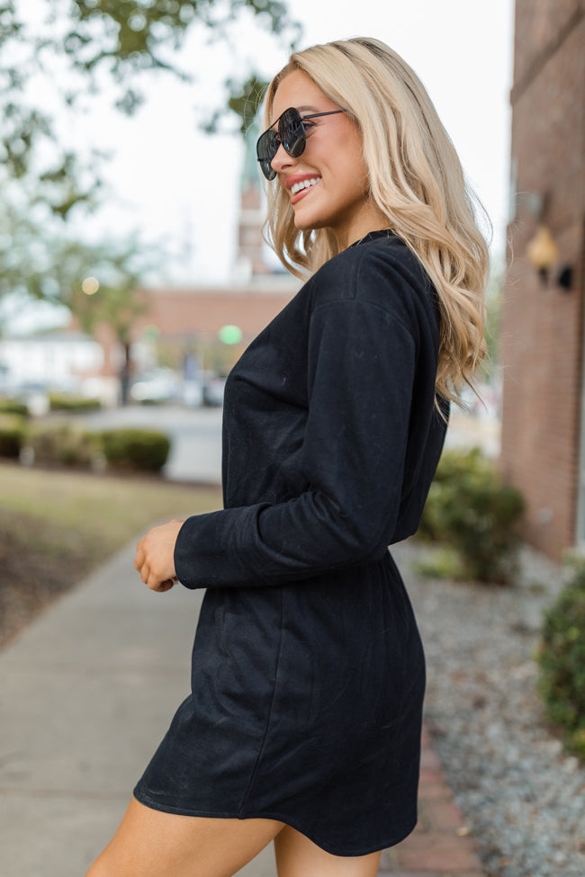 Hope In You Black Knit Long Sleeve Mini Dress