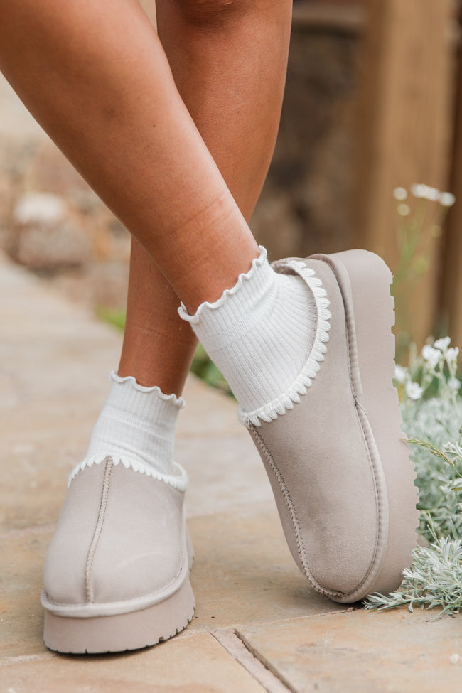 Gabbie Grey Embroidered Slip-On Booties