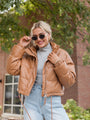 Free Reign Camel Faux Leather Puffer Jacket