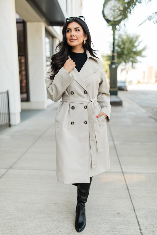 Over My Head Taupe Trench Coat