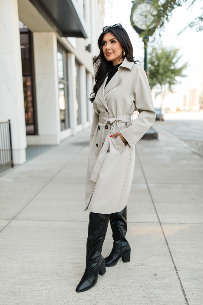 Over My Head Taupe Trench Coat