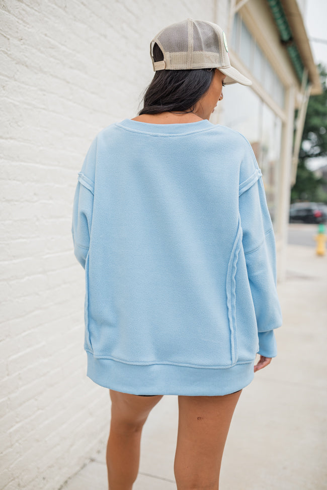 Scouted Out Blue Oversized Fleece Sweatshirt