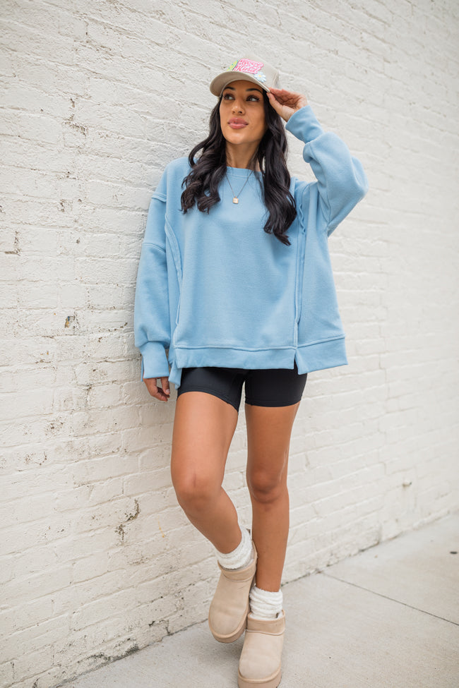 Scouted Out Blue Oversized Fleece Sweatshirt