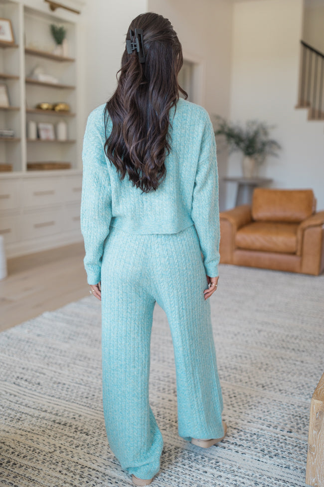 Cool Factor Dusty Blue Cropped Cardigan & Wide Leg Set