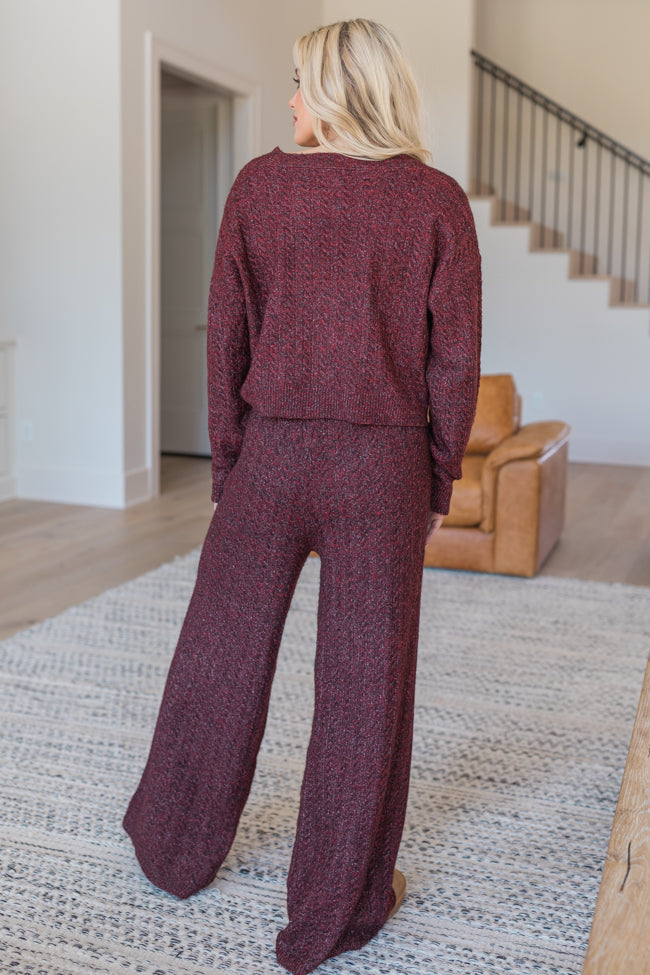 Cool Factor Dusty Burgundy Cropped Cardigan & Wide Leg Set