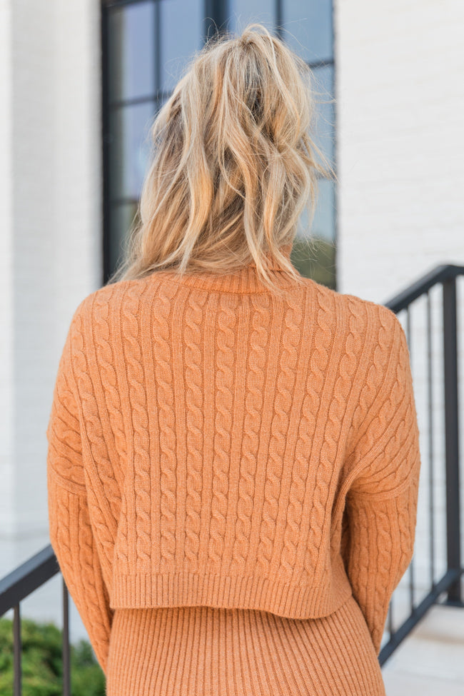 Know The Ropes Camel Cable Knit Sweater Skirt Set