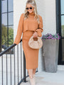 Know The Ropes Camel Cable Knit Sweater Skirt Set