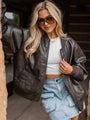 Colder Days Oversized Faux Leather Bomber Jacket