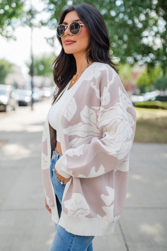 Trying Your Best Beige Floral Cardigan