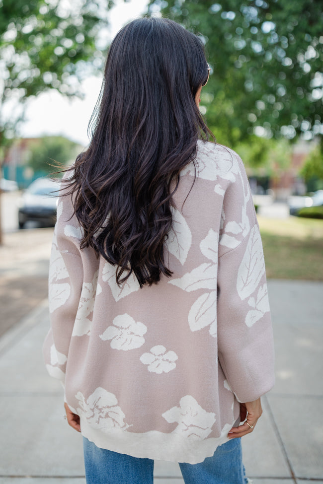 Trying Your Best Beige Floral Cardigan