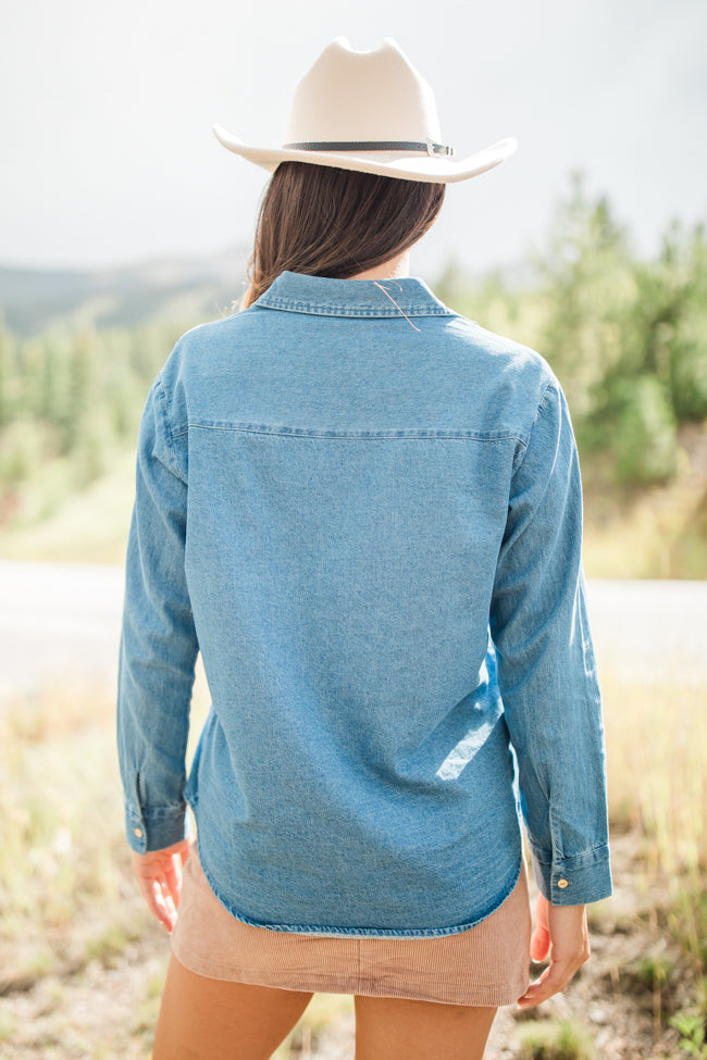 Fill My Heart Medium Wash Chambray Shirt