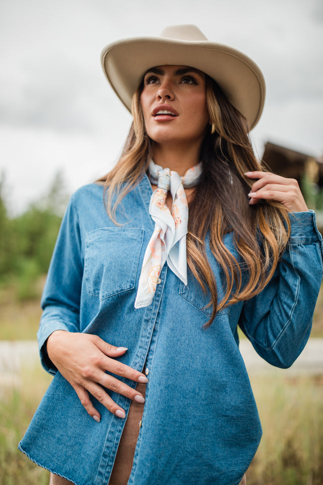 Fill My Heart Medium Wash Chambray Shirt