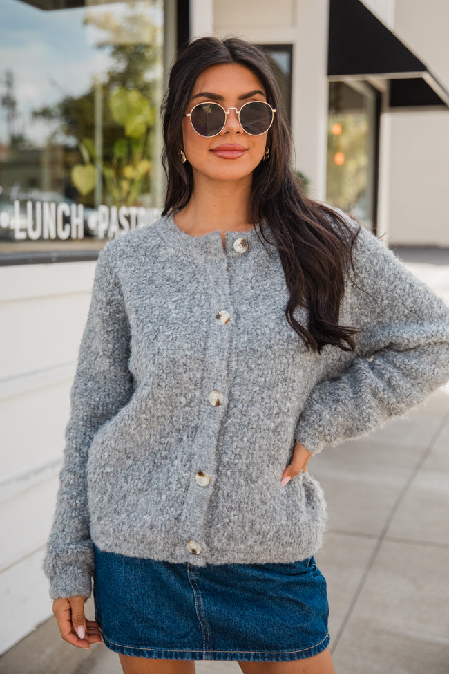 Seasonal Shift Grey Boucle Cardigan Jacket