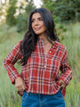 Most Wanted Rust Plaid Woven Blouse