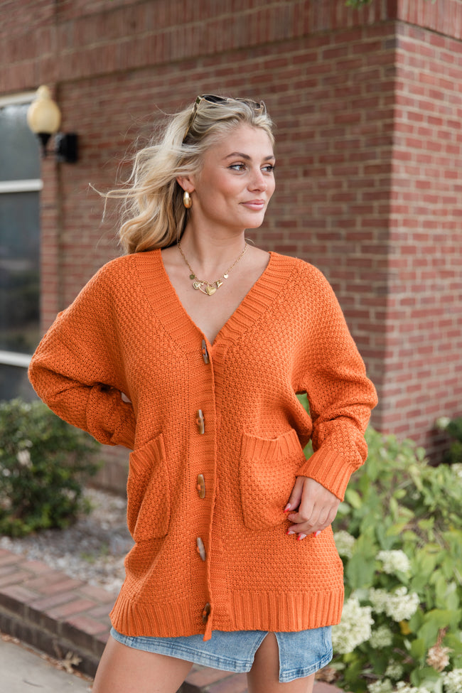 Northern Chill Rust Toggle Button Cardigan