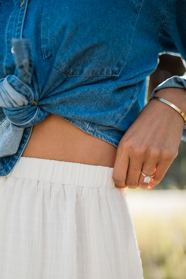 Going Nowhere Fast Cream Textured Maxi Skirt