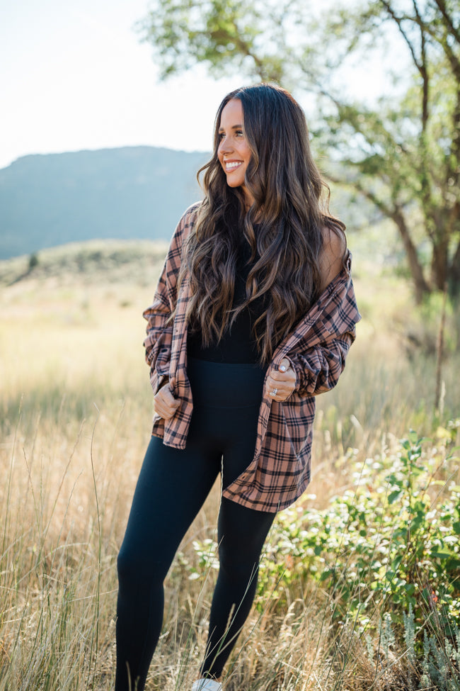 Nash Brown and Black Unisex Plaid Shirt Emily Fauver X Pink Lily